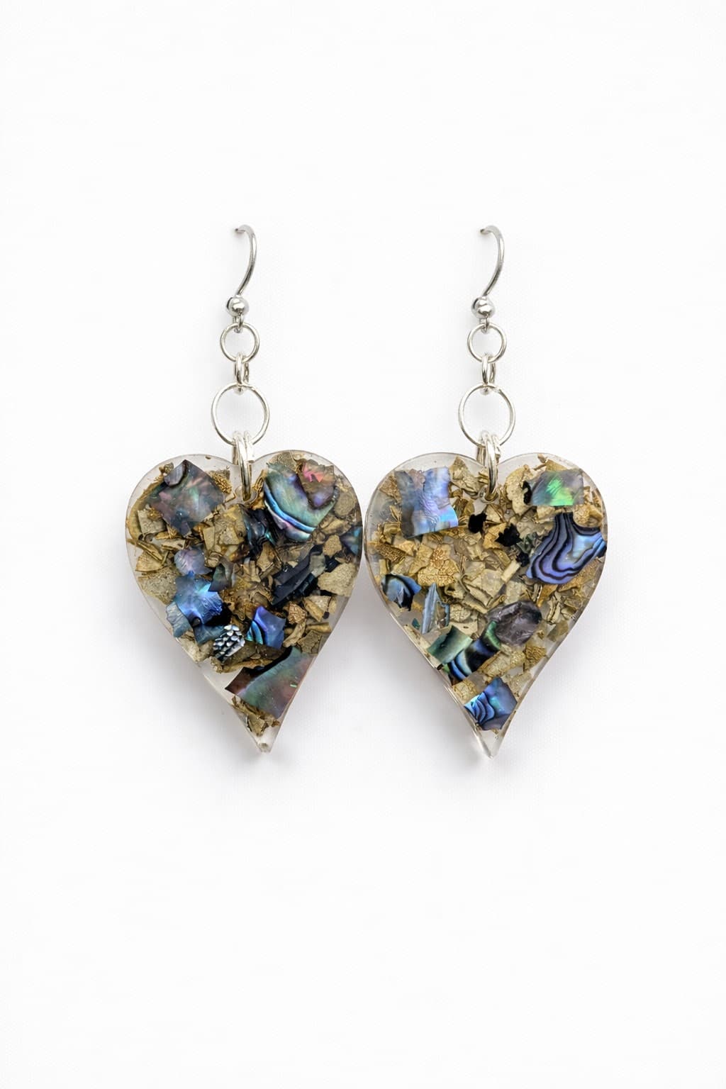 Dark Abalone Hearts - Handmade Indigenous EARRINGS by Secwepemc Sisters